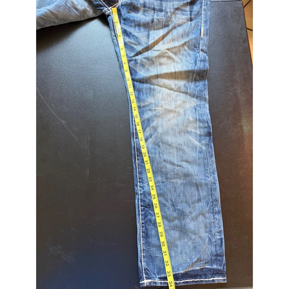 True Religion Ricky Super T Relaxed Straight Jeans Blue Nat Sunset Size 40